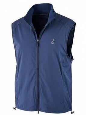 Greyson Navy Blue Windbreaker Vest Golf Performance Full Zip Logo Mens M